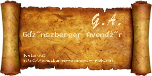 Günszberger Avenár névjegykártya